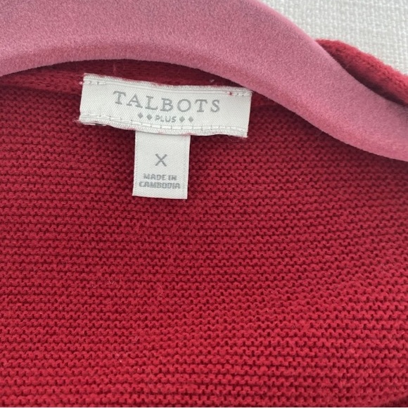 Talbots Open Front Cardigan Size X (Extra Large) Pretty Red Sweater - Picture 2 of 5